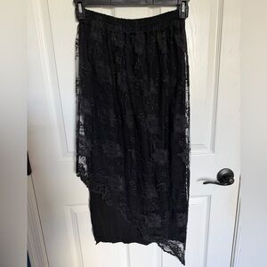 Bryan Emerson Vintage Black Lace Overlay Long Skirt OS